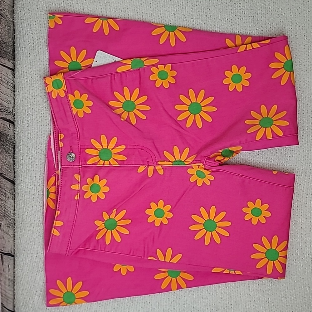 Free People Youthquake Printed Hi-Rise Crop Flare Jeans Lipstick Combo Pink -NWT - Picture 9 of 17